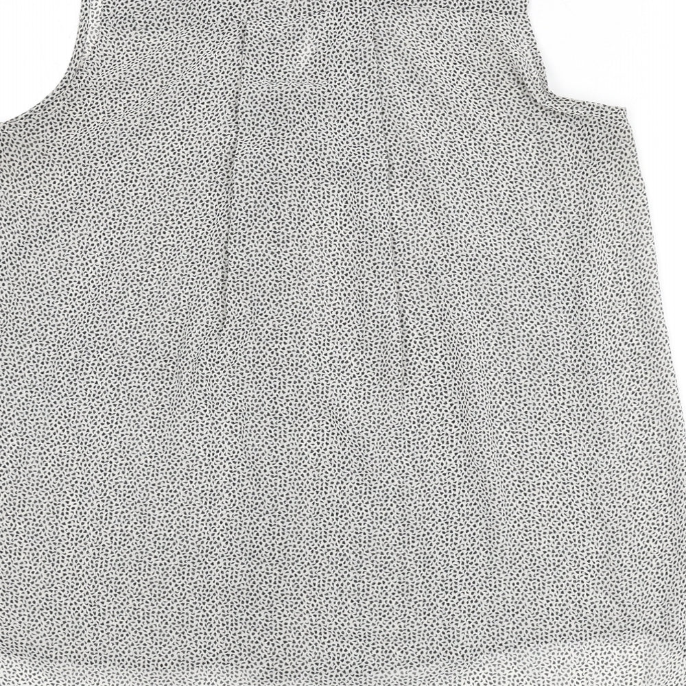 H&M Womens Grey Geometric Polyester Basic Tank Size 10 Collared