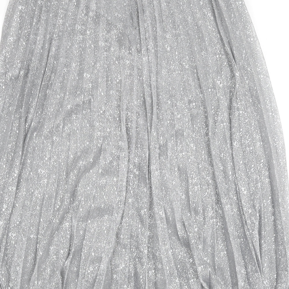 Style Cheat Womens Silver Polyester Pleated Skirt Size 12 Zip - Splatter Look