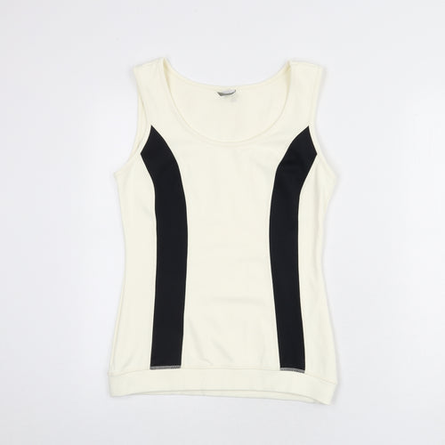 PRIVACY Womens Ivory Nylon Basic Tank Size 10 Round Neck Pullover