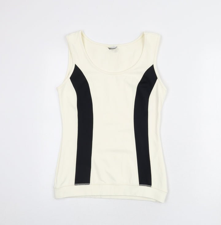 PRIVACY Womens Ivory Nylon Basic Tank Size 10 Round Neck Pullover
