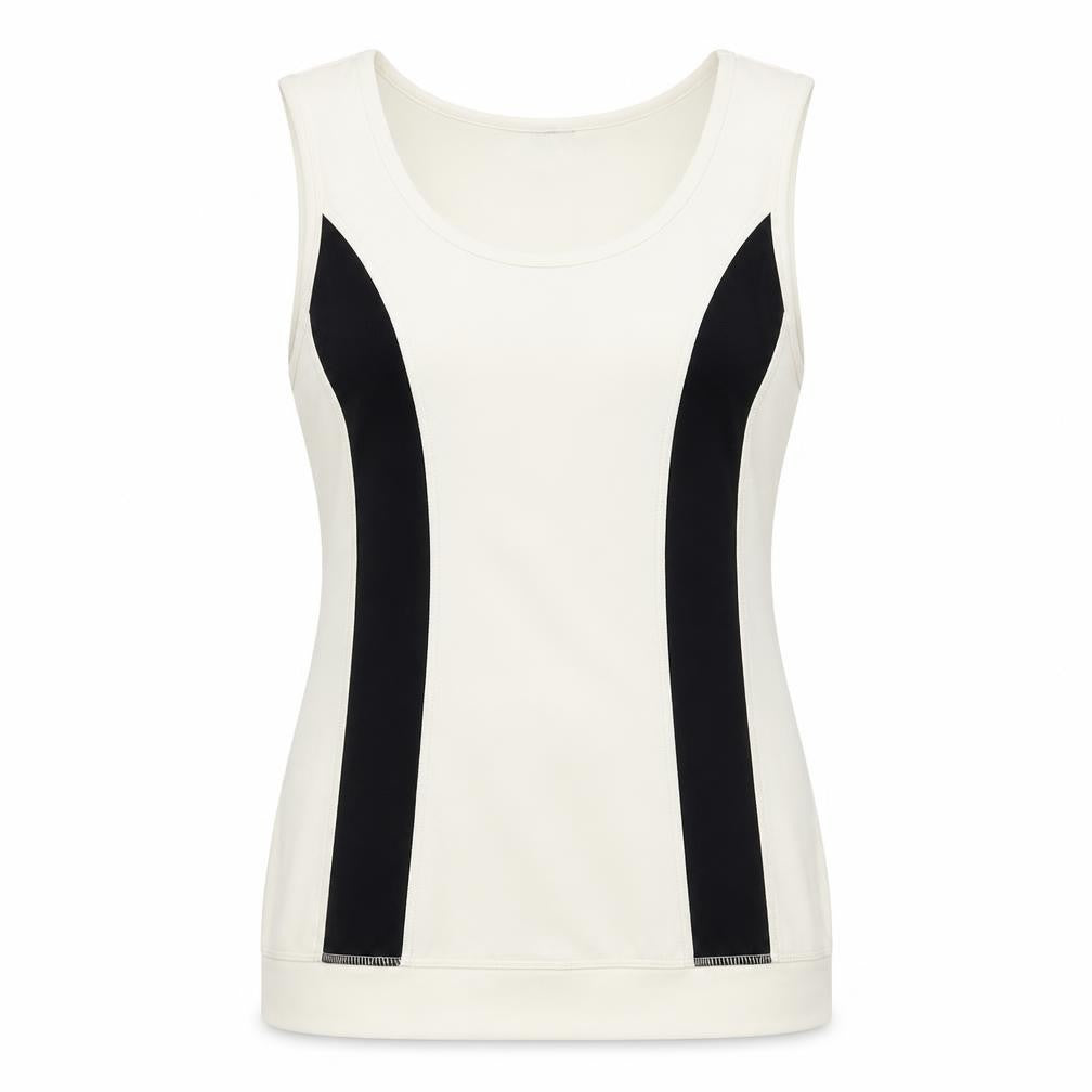 PRIVACY Womens Ivory Nylon Basic Tank Size 10 Round Neck Pullover