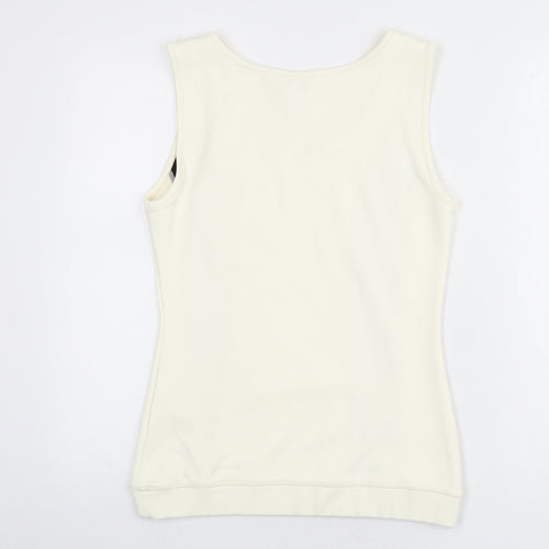 PRIVACY Womens Ivory Nylon Basic Tank Size 10 Round Neck Pullover