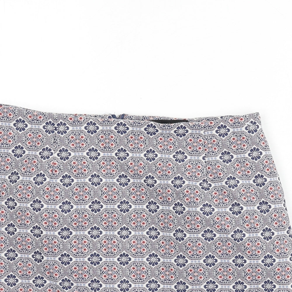 New Look Womens Multicoloured Geometric Polyester A-Line Skirt Size 10 Zip