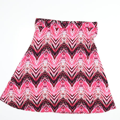Annabelle Womens Multicoloured Geometric Viscose Flare Skirt Size 20 - Zig Zag Pattern