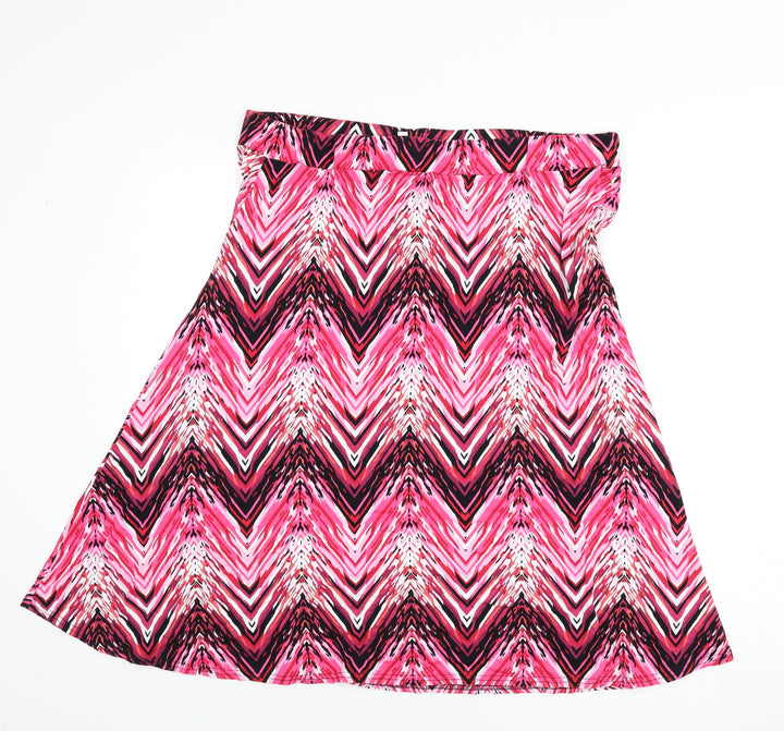 Annabelle Womens Multicoloured Geometric Viscose Flare Skirt Size 20 - Zig Zag Pattern