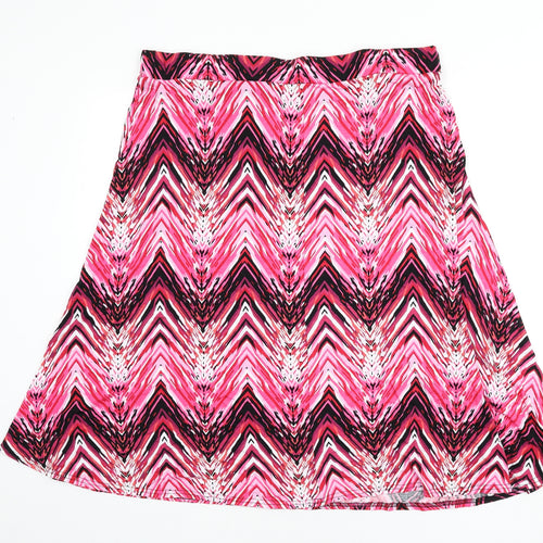 Annabelle Womens Multicoloured Geometric Viscose Flare Skirt Size 20 - Zig Zag Pattern