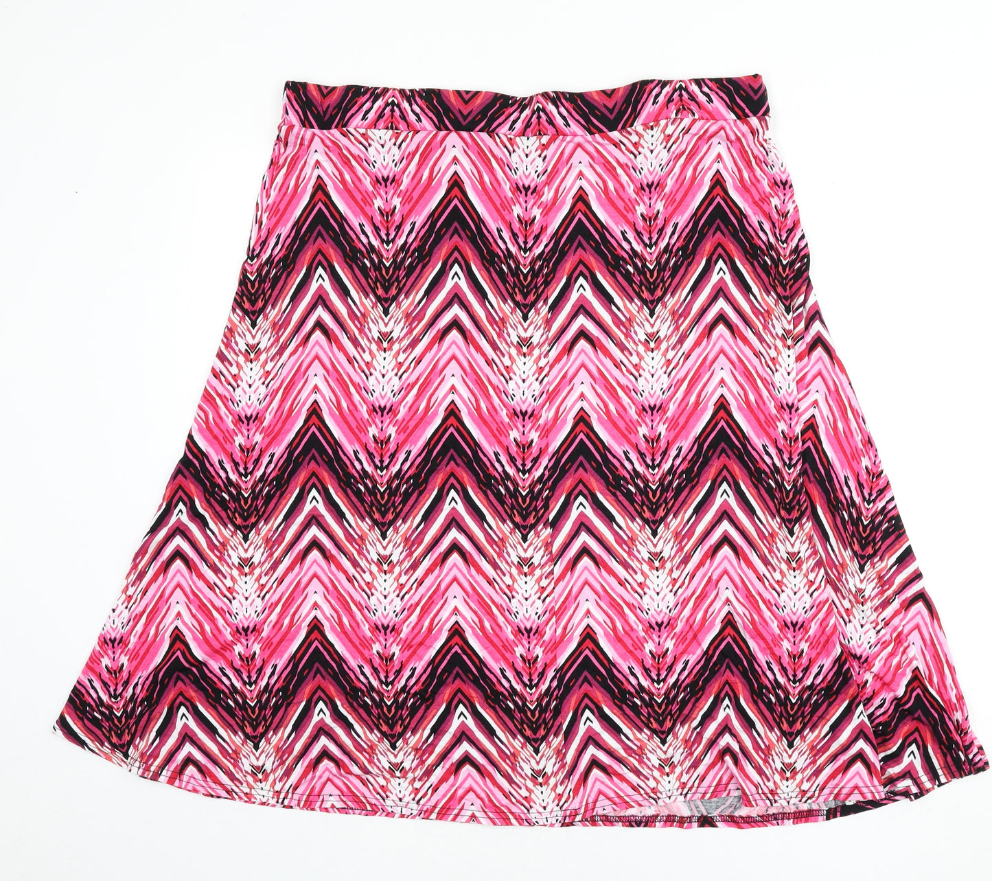 Annabelle Womens Multicoloured Geometric Viscose Flare Skirt Size 20 - Zig Zag Pattern