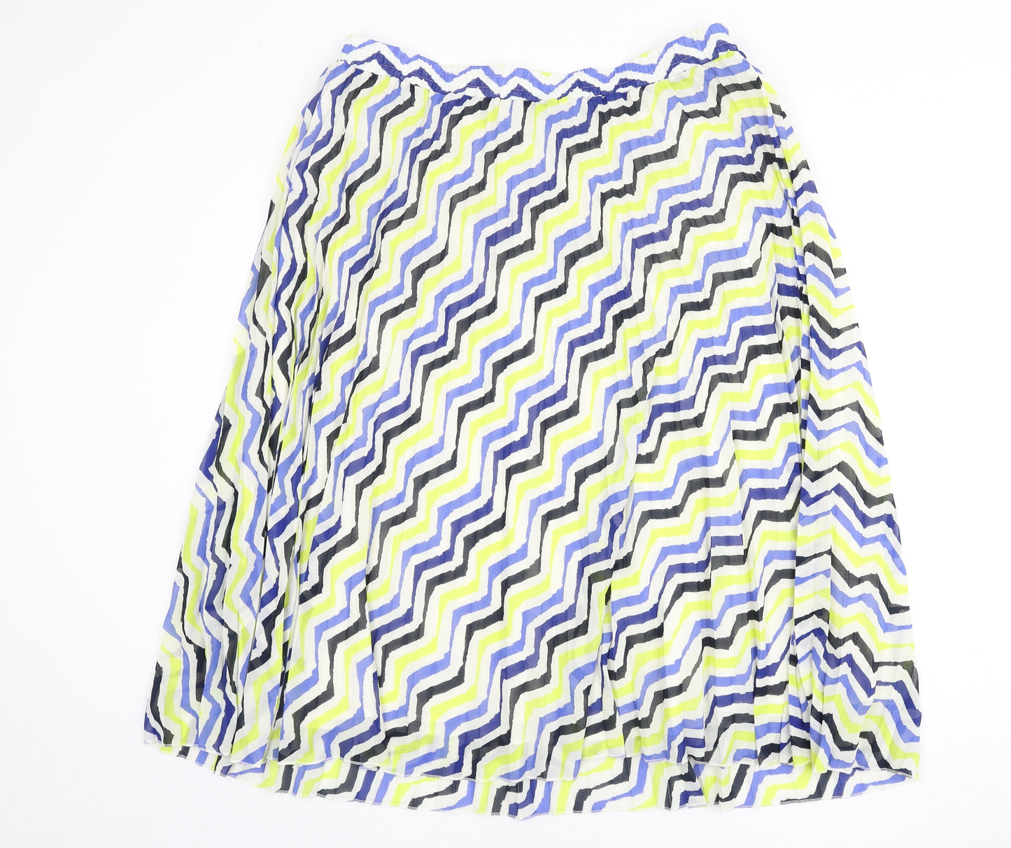Marks and Spencer Womens Multicoloured Geometric Polyester Pleated Skirt Size 18