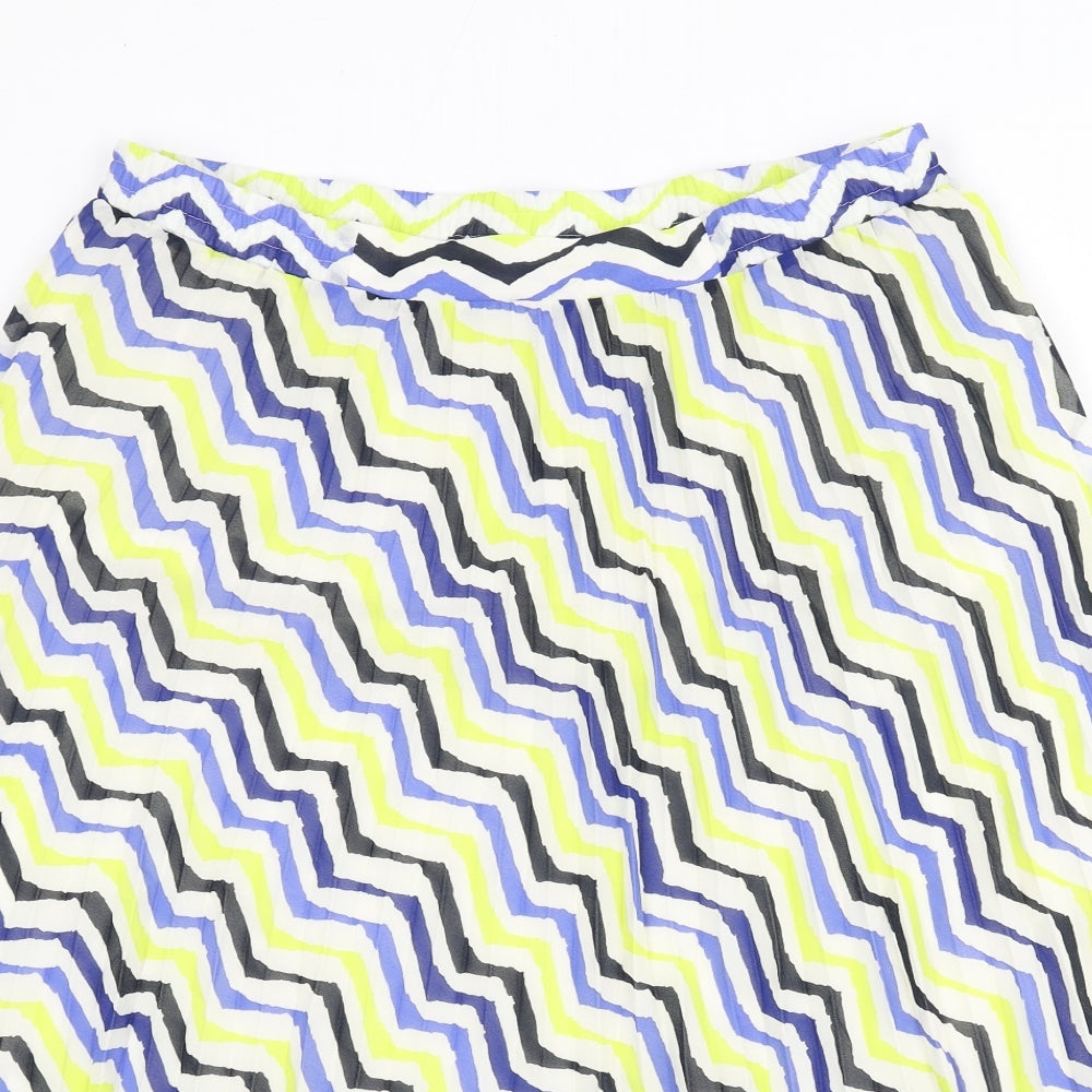Marks and Spencer Womens Multicoloured Geometric Polyester Pleated Skirt Size 18