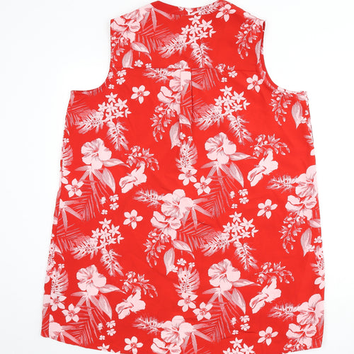 Yours Womens Red Floral Polyester Sheath Size 16 V-Neck Pullover