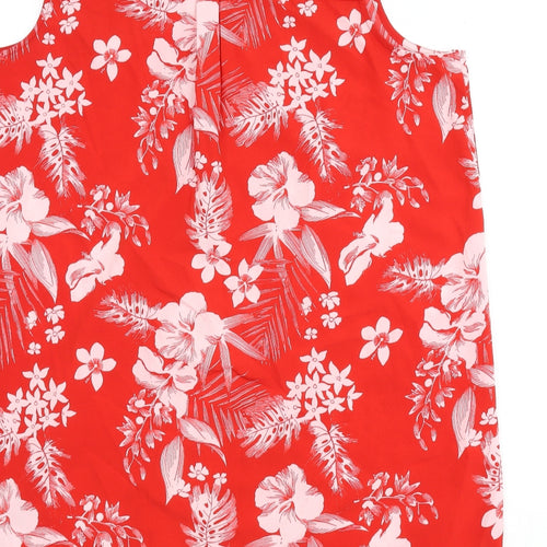 Yours Womens Red Floral Polyester Sheath Size 16 V-Neck Pullover