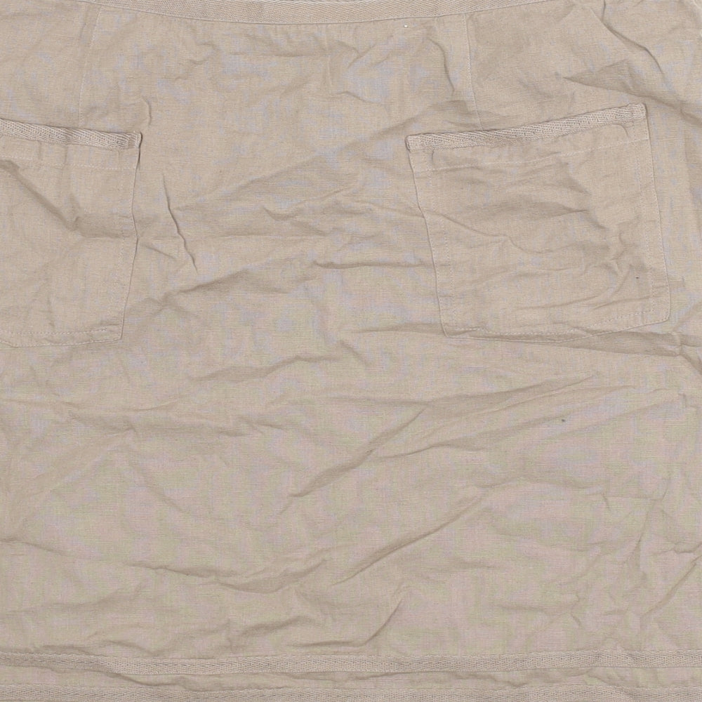 White Stuff Womens Brown Cotton A-Line Skirt Size 16 Zip