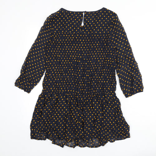 NEXT Womens Blue Polka Dot Viscose Tunic Blouse Size 6 Round Neck - Shirred, Sheer