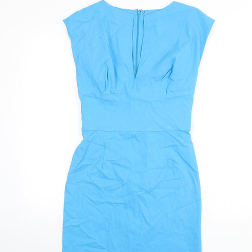 Diva Womens Blue Nylon Bodycon Size L V-Neck Zip