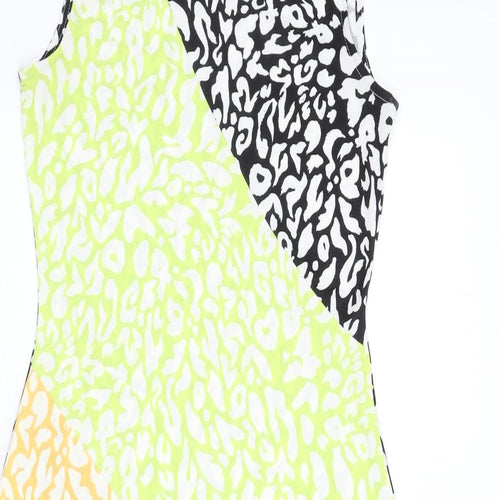 Warehouse Womens Multicoloured Animal Print Polyester A-Line Size 10 Round Neck Pullover - Leopard Print