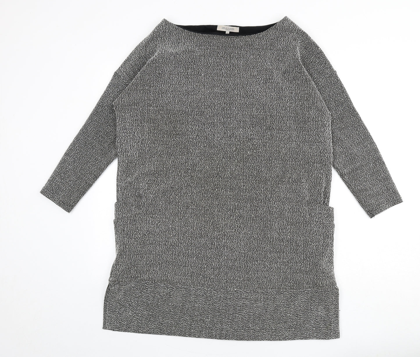 Great Plains Womens Black Geometric Polyester Jumper Dress Size S Boat Neck Pullover