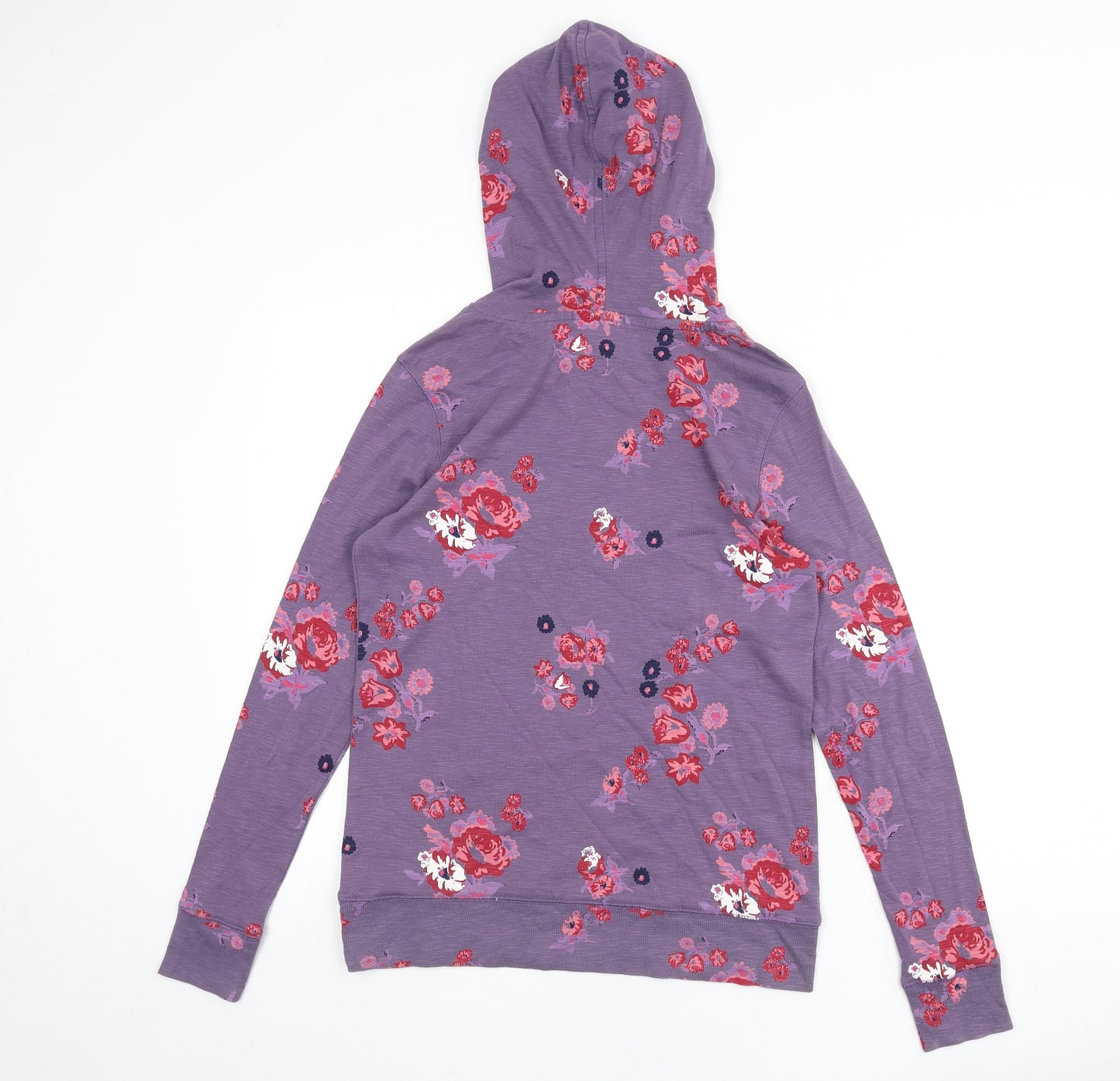Crane Womens Purple Floral 100% Cotton Pullover Hoodie Size S Pullover