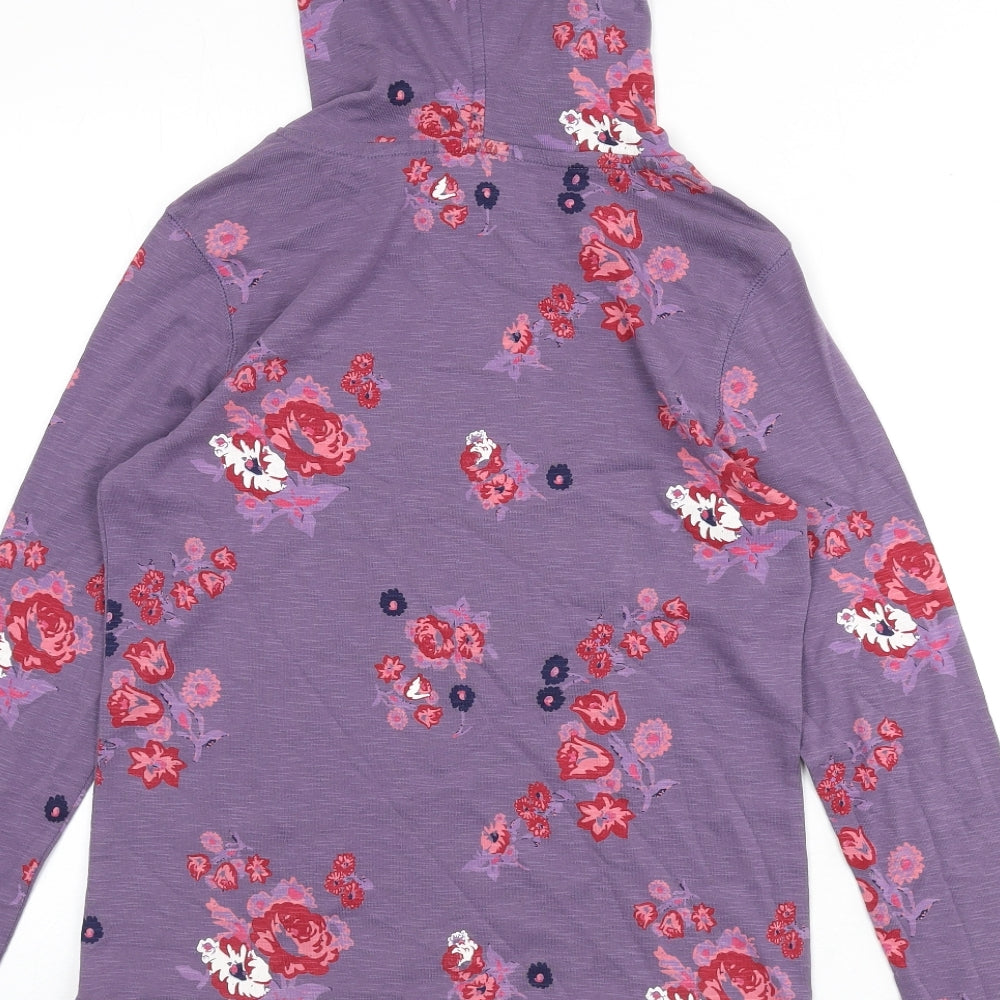 Crane Womens Purple Floral 100% Cotton Pullover Hoodie Size S Pullover