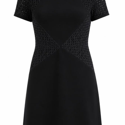 Oasis Womens Black Polyester A-Line Size 10 Round Neck Zip - Lace Detail
