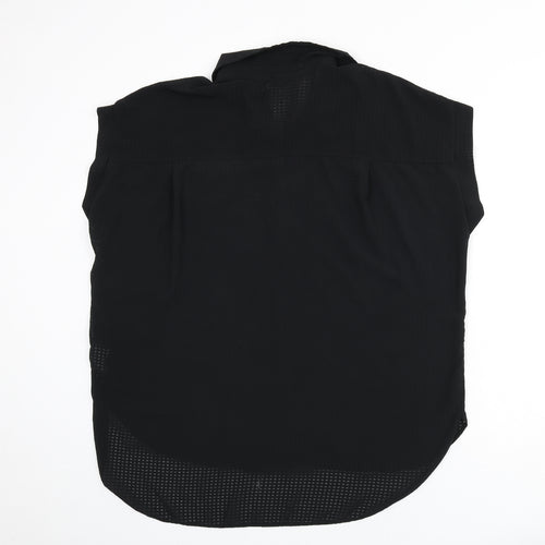 New Look Womens Black Geometric Polyester Basic Button-Up Size 12 Collared