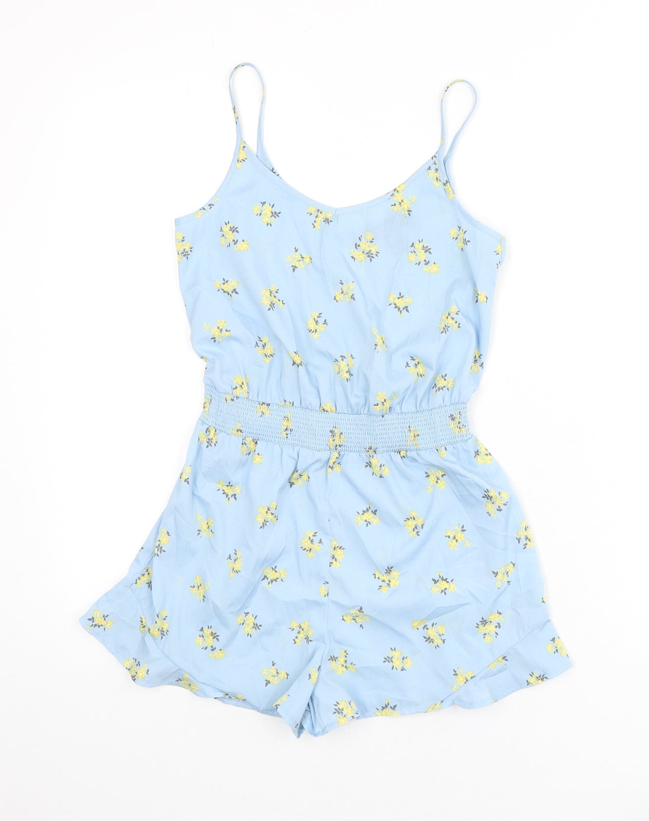 New Look Girls Blue Floral Polyester Romper One-Piece Size 10 Years Button