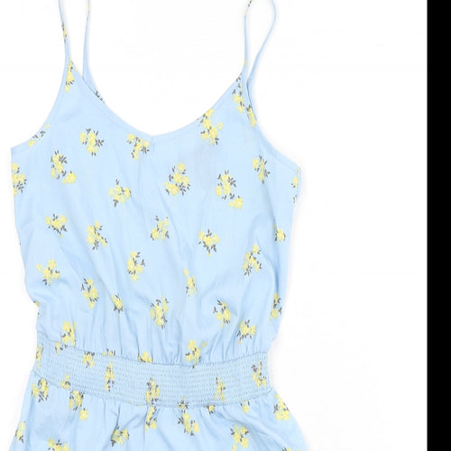 New Look Girls Blue Floral Polyester Romper One-Piece Size 10 Years Button