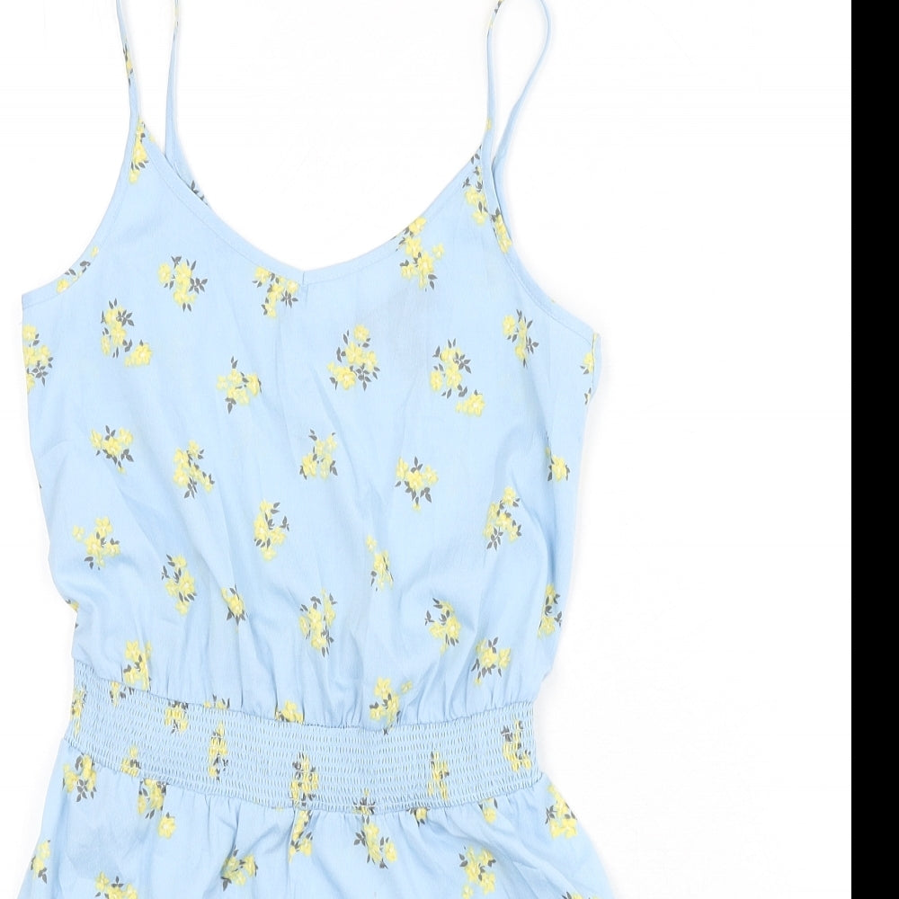 New Look Girls Blue Floral Polyester Romper One-Piece Size 10 Years Button