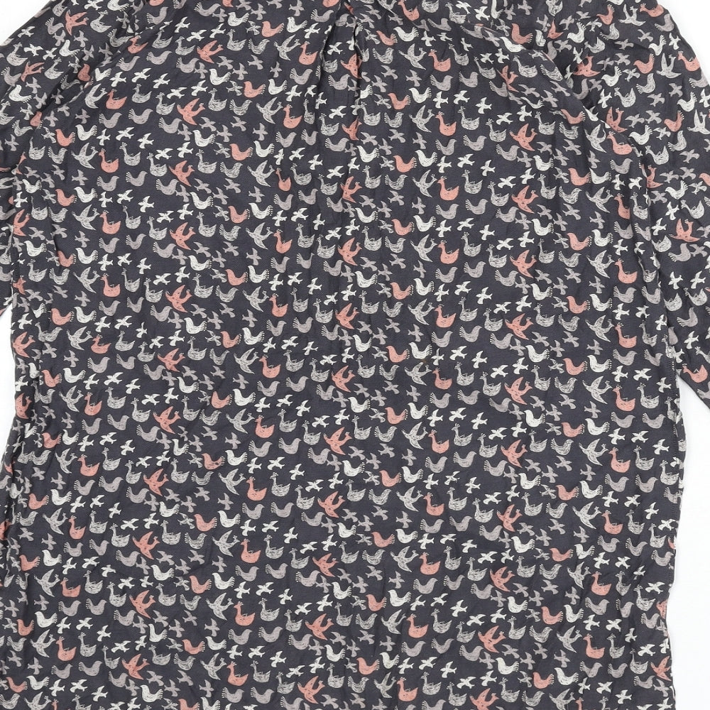 White Stuff Womens Grey Geometric Cotton Tunic Blouse Size 12 Collared - Bird Print