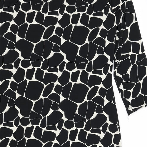 M&Co Womens Black Animal Print Polyester Pencil Dress Size 16 Boat Neck Pullover - Giraffe Print, Buckle