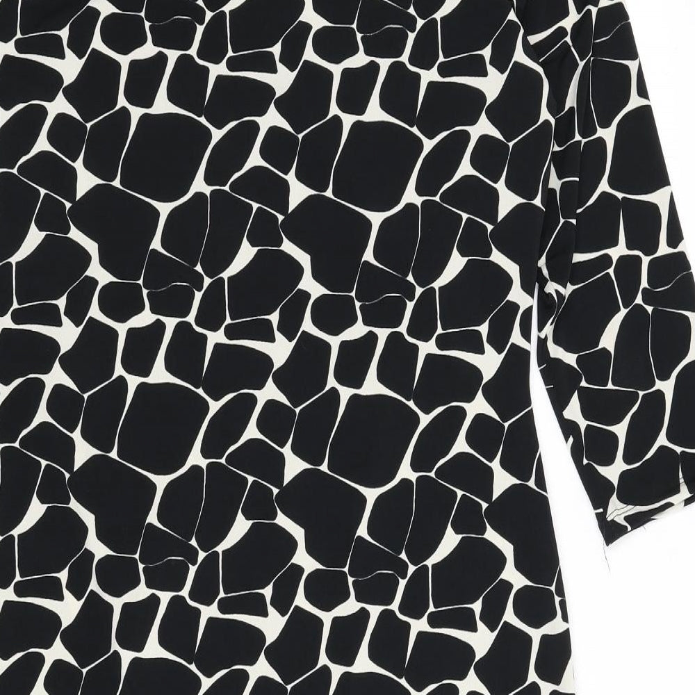 M&Co Womens Black Animal Print Polyester Pencil Dress Size 16 Boat Neck Pullover - Giraffe Print, Buckle