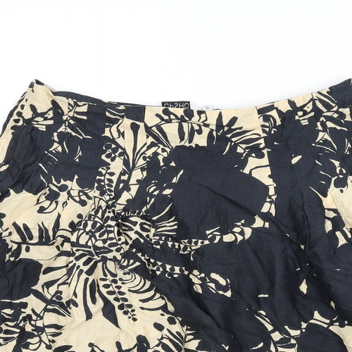 Topshop Womens Black Geometric Cotton Flare Skirt Size 12 Zip - Leaf Print