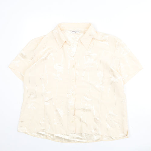 bonma Womens Beige Fair Isle Polyester Basic Button-Up Size 22 Collared