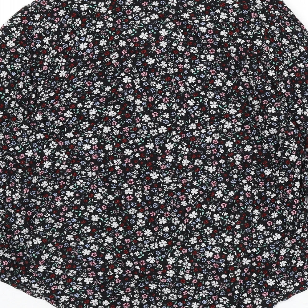 Marks and Spencer Womens Multicoloured Floral Viscose Basic Button-Up Size 10 V-Neck