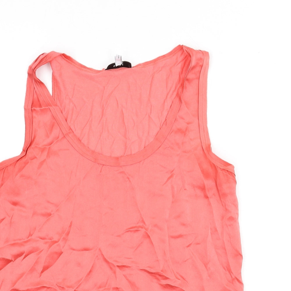 Reiss Womens Pink Silk Basic Tank Size S Scoop Neck