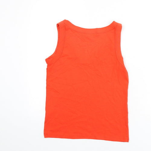 BHS Womens Red 100% Cotton Basic Tank Size 14 V-Neck