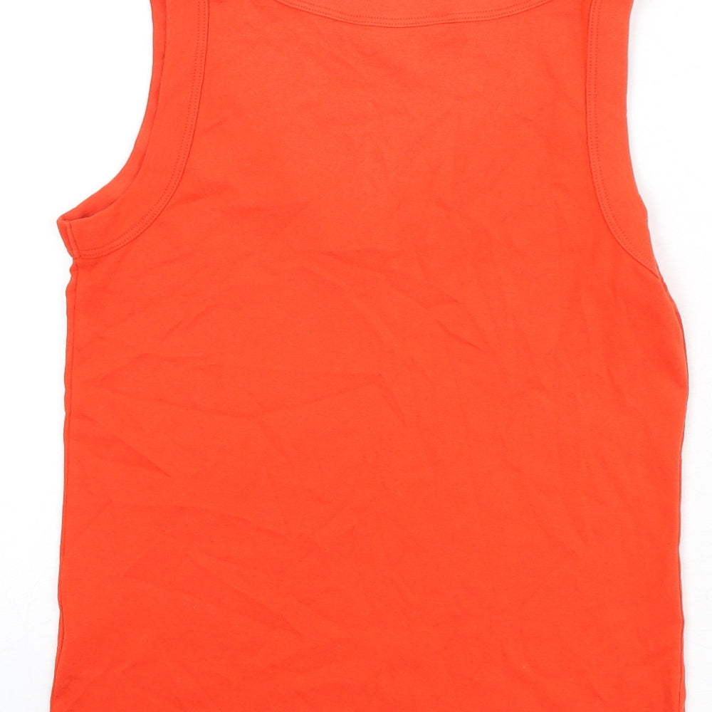 BHS Womens Red 100% Cotton Basic Tank Size 14 V-Neck