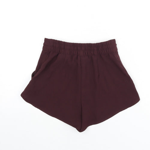 H&M Womens Red Polyester Basic Shorts Size 6 Regular Zip - Tie Front