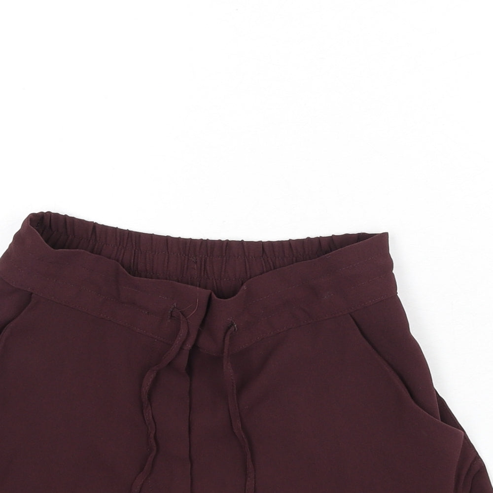 H&M Womens Red Polyester Basic Shorts Size 6 Regular Zip - Tie Front