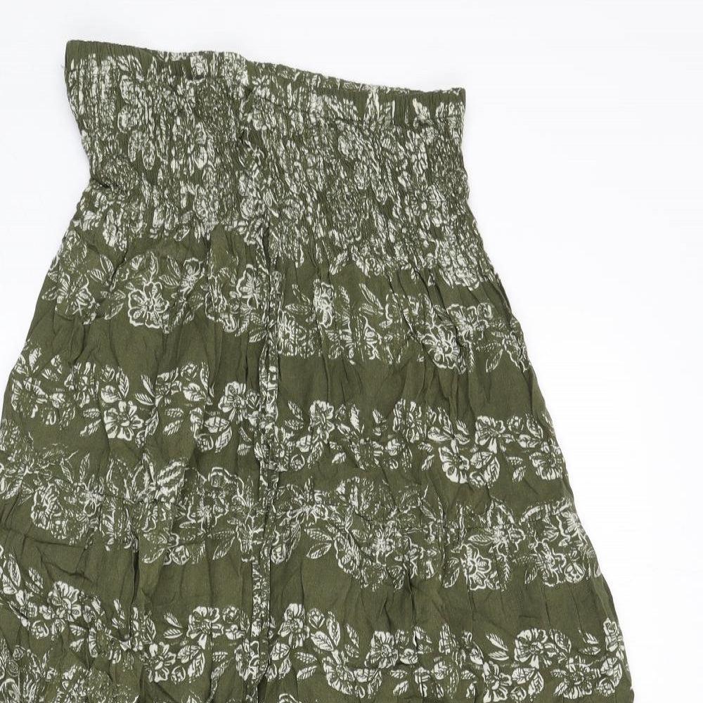 Apricot Womens Green Floral Viscose Fit & Flare Size 12 Off the Shoulder Pullover