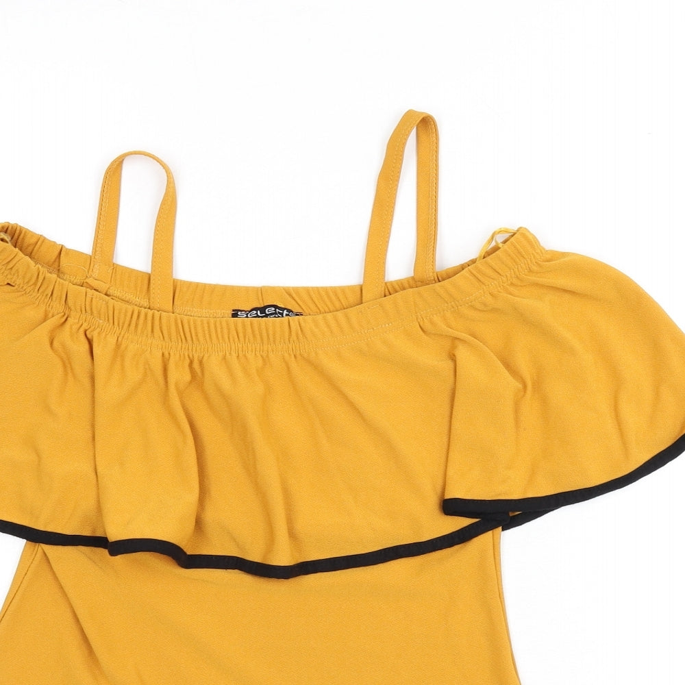 Select Womens Orange Polyester Bodysuit One-Piece Size 14 Pullover - Bardot Look