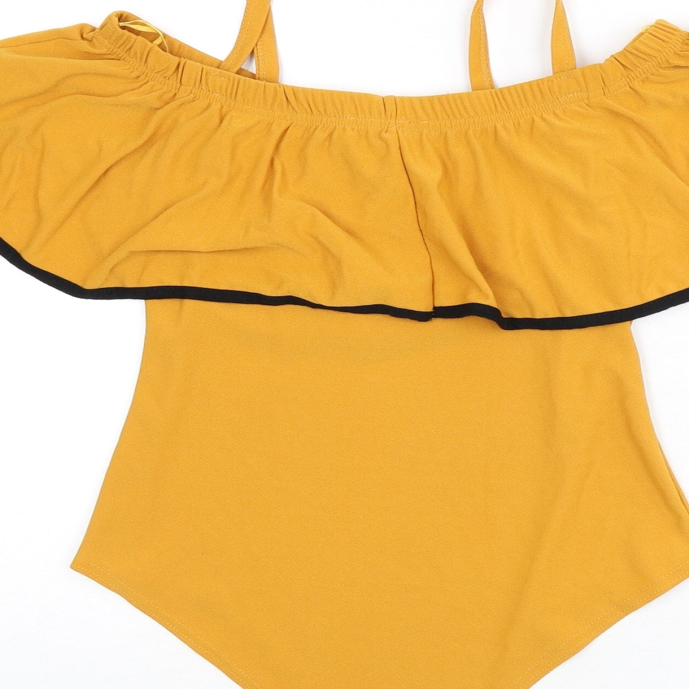 Select Womens Orange Polyester Bodysuit One-Piece Size 14 Pullover - Bardot Look