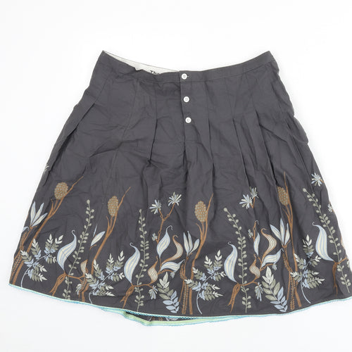 Howies Womens Grey Polyester Flare Skirt Size 14 Button