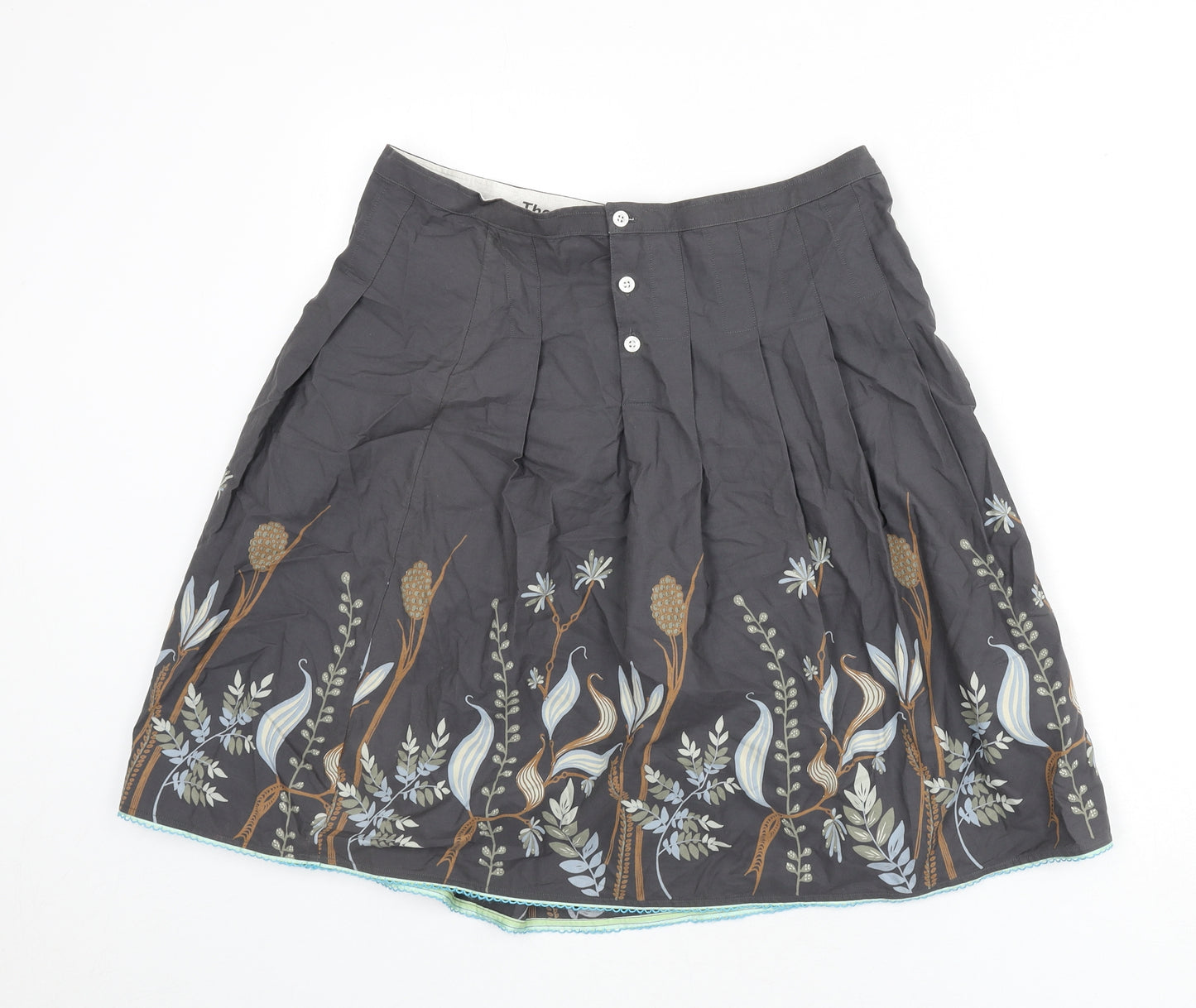 Howies Womens Grey Polyester Flare Skirt Size 14 Button