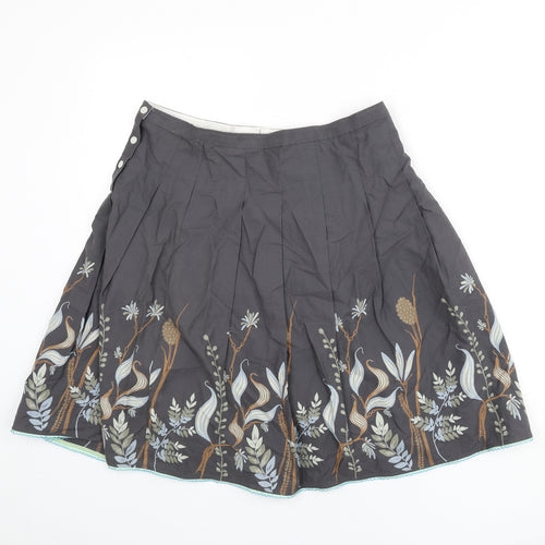 Howies Womens Grey Polyester Flare Skirt Size 14 Button