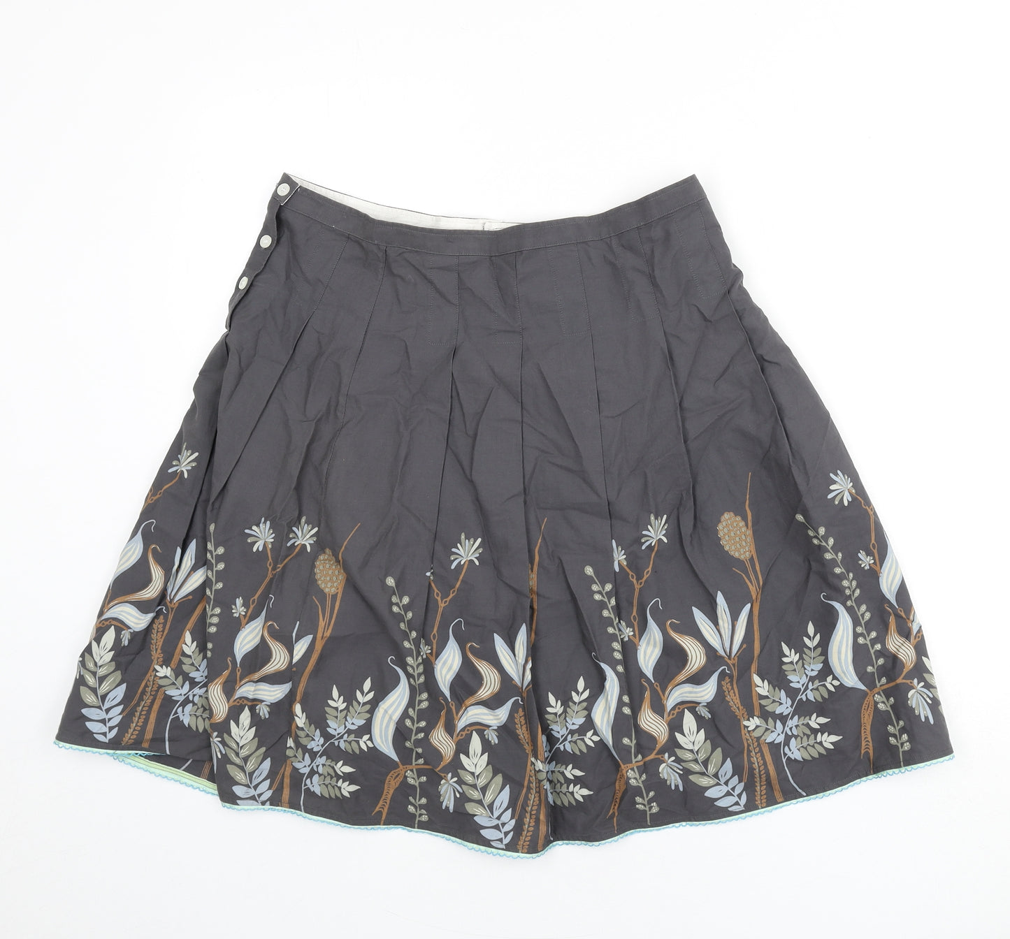 Howies Womens Grey Polyester Flare Skirt Size 14 Button