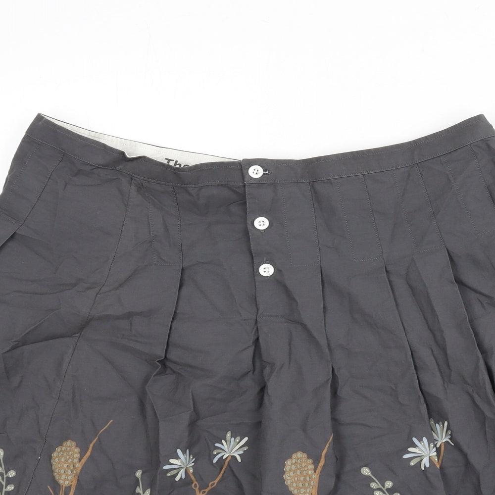 Howies Womens Grey Polyester Flare Skirt Size 14 Button