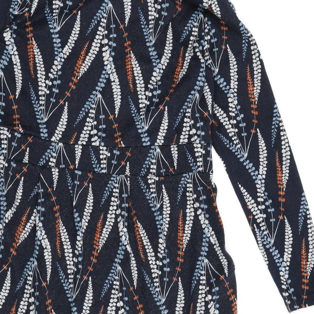 Lily & Me Womens Blue Floral Polyester A-Line Size 16 Mock Neck Pullover