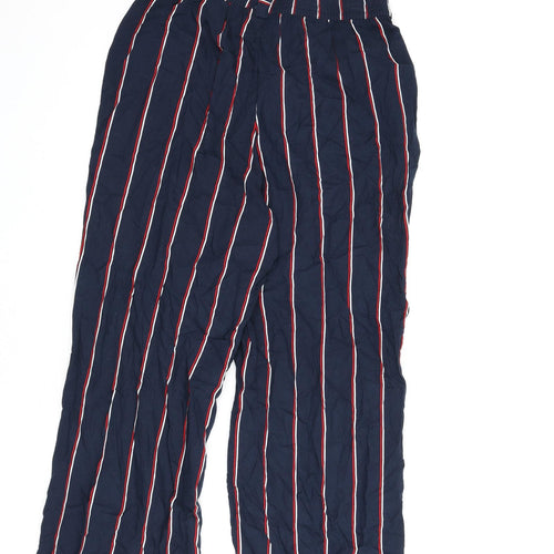 Divided by H&M Womens Blue Striped Viscose Trousers Size 10 L26 in Regular