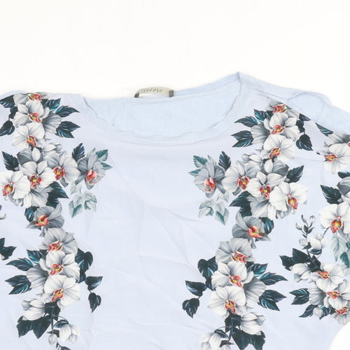 Oasis Womens Blue Boat Neck Polyester Pullover Jumper Size L - Floral Detail
