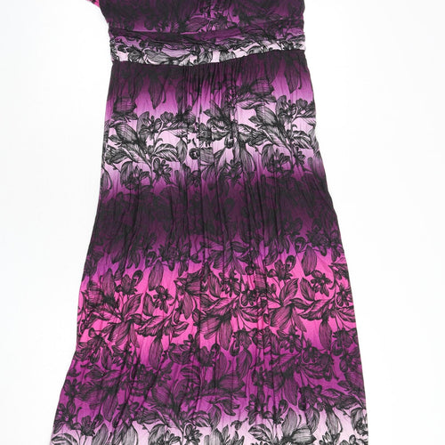 Per Una Womens Multicoloured Geometric Viscose Maxi Size 10 V-Neck Pullover
